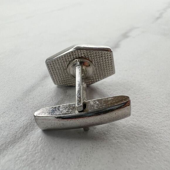 Vintage Silver Tone and Black Single Cufflink - Picture 4 of 5